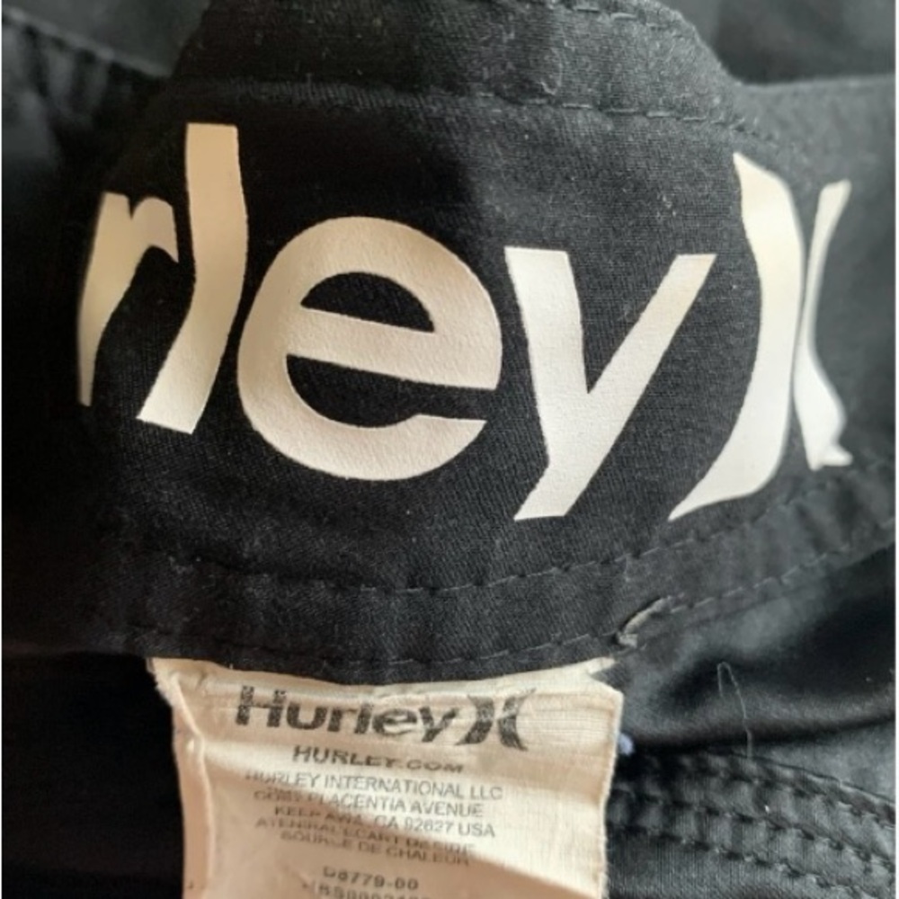 Hurley Swim Shorts Men’s Black Size 34 Side Pocket Laced Up Closure - Picture 3 of 9